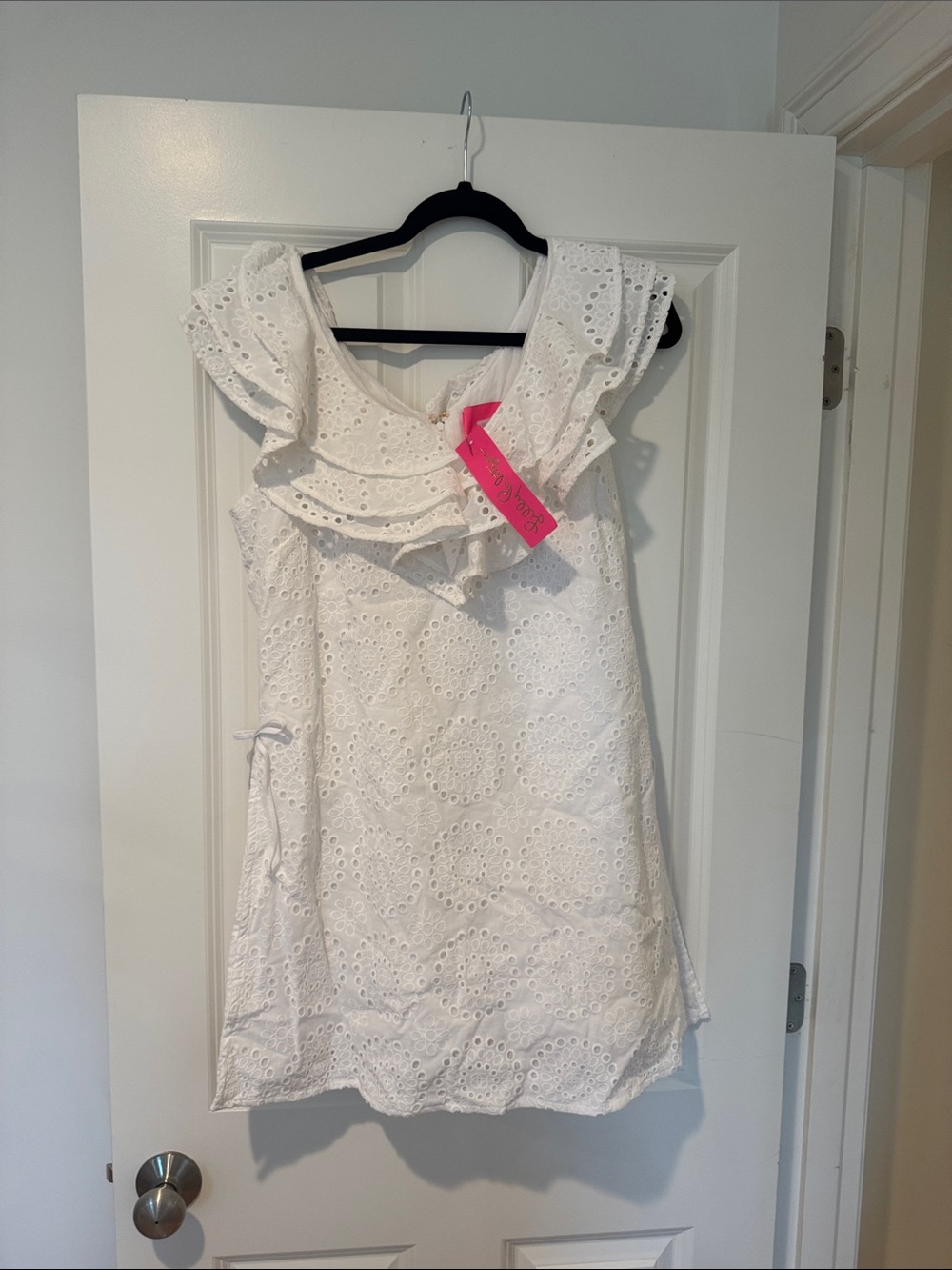 Lilly White Eyelet Ruffle Sleeve Summer Dress